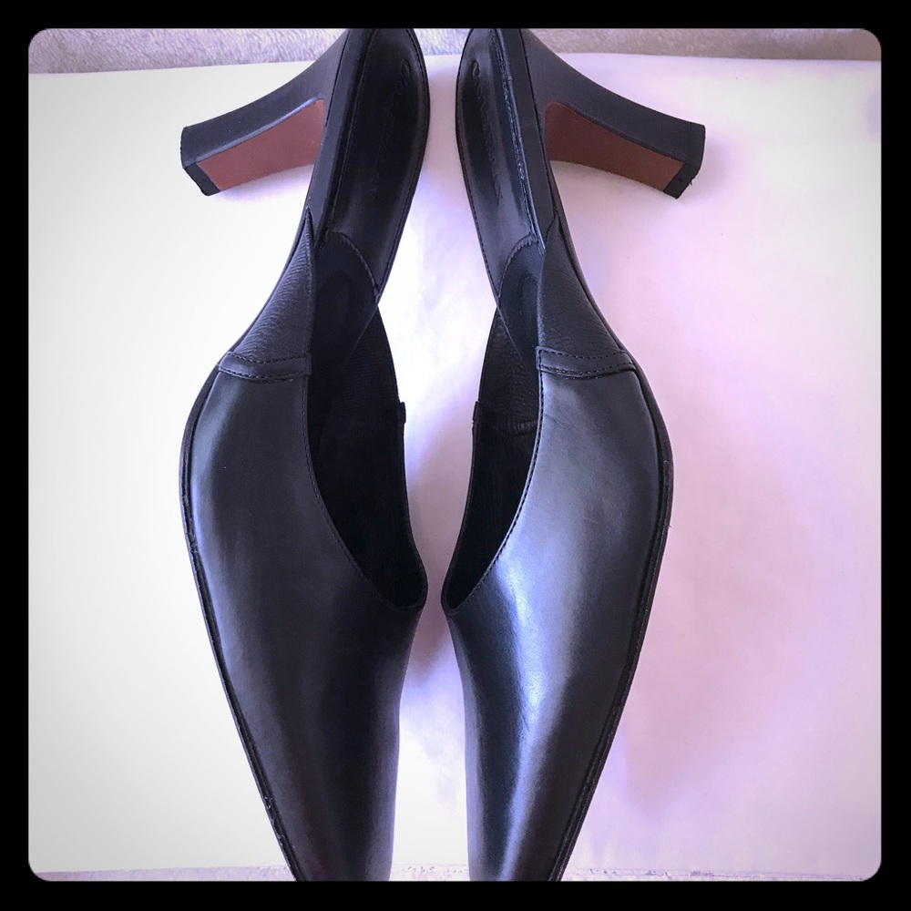 Cole Haan Black Leather Heeled Mules